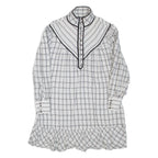 KAREN MILLEN Womens Day Dress White Check Long Sleeve Short UK 12