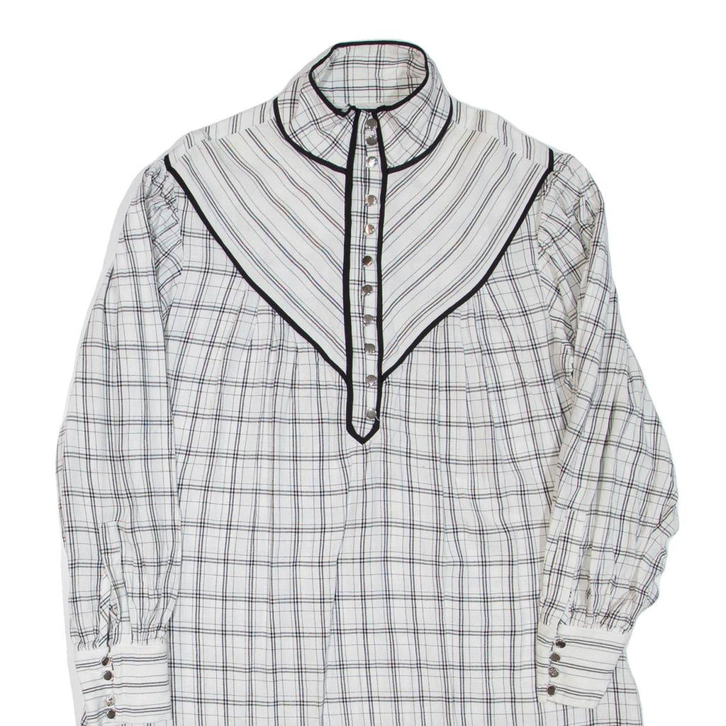 KAREN MILLEN Womens Day Dress White Check Long Sleeve Short UK 12