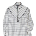 KAREN MILLEN Womens Day Dress White Check Long Sleeve Short UK 12
