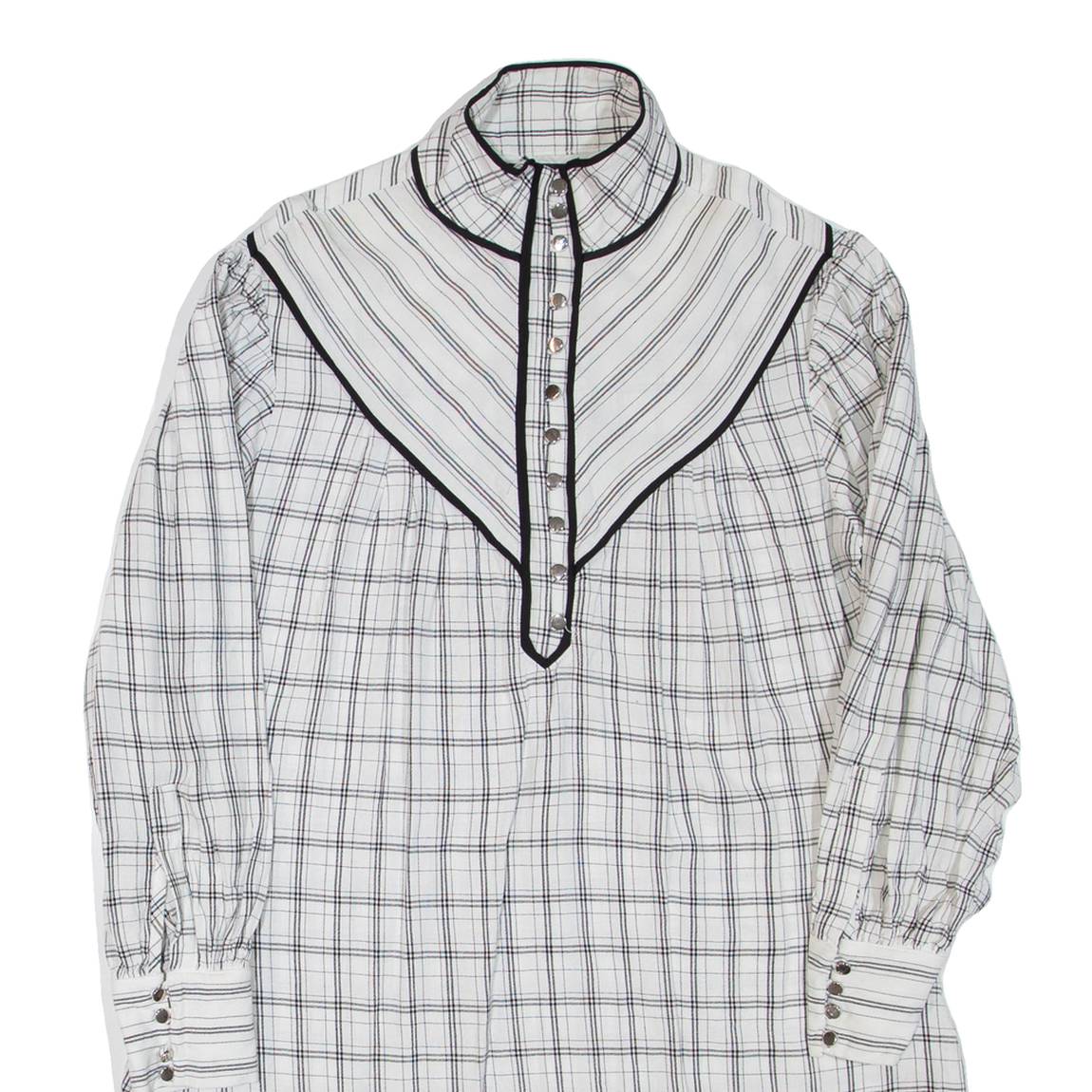 KAREN MILLEN Womens Day Dress White Check Long Sleeve Short UK 12