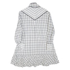 KAREN MILLEN Womens Day Dress White Check Long Sleeve Short UK 12