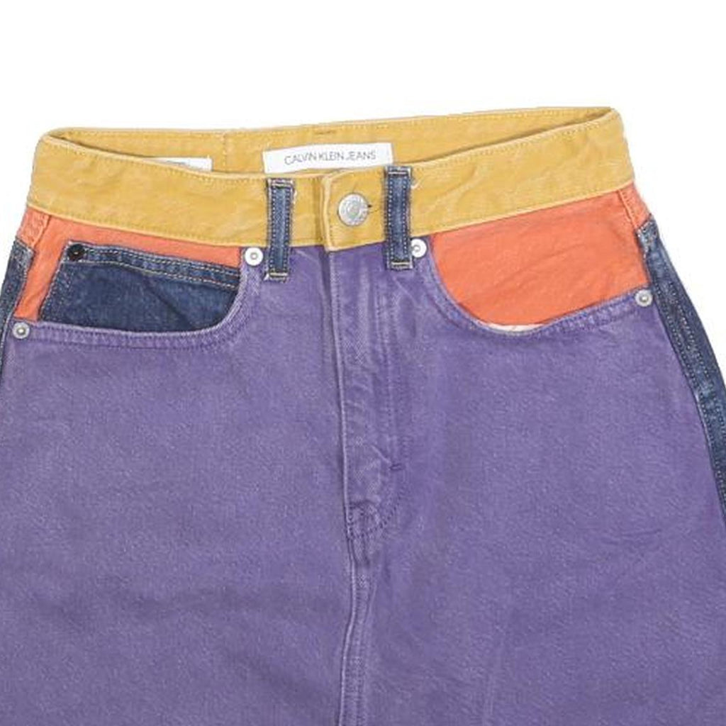 CALVIN KLEIN JEANS Womens Purple Blue Yellow & Orange Denim Mini Cotton Skirt