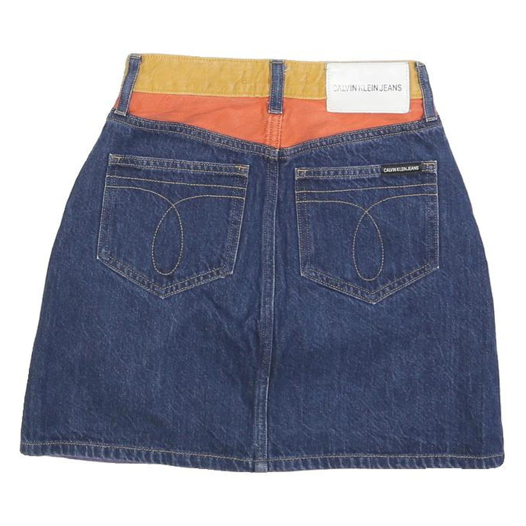 CALVIN KLEIN JEANS Womens Purple Blue Yellow & Orange Denim Mini Cotton Skirt