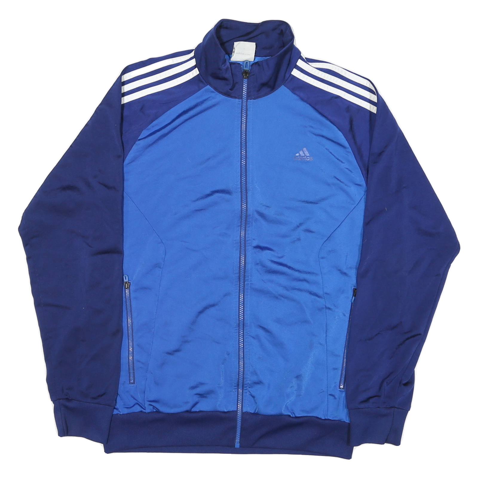 ADIDAS Mens Blue & Navy Track Jacket M Polyester Blend Zip Athletic Sport