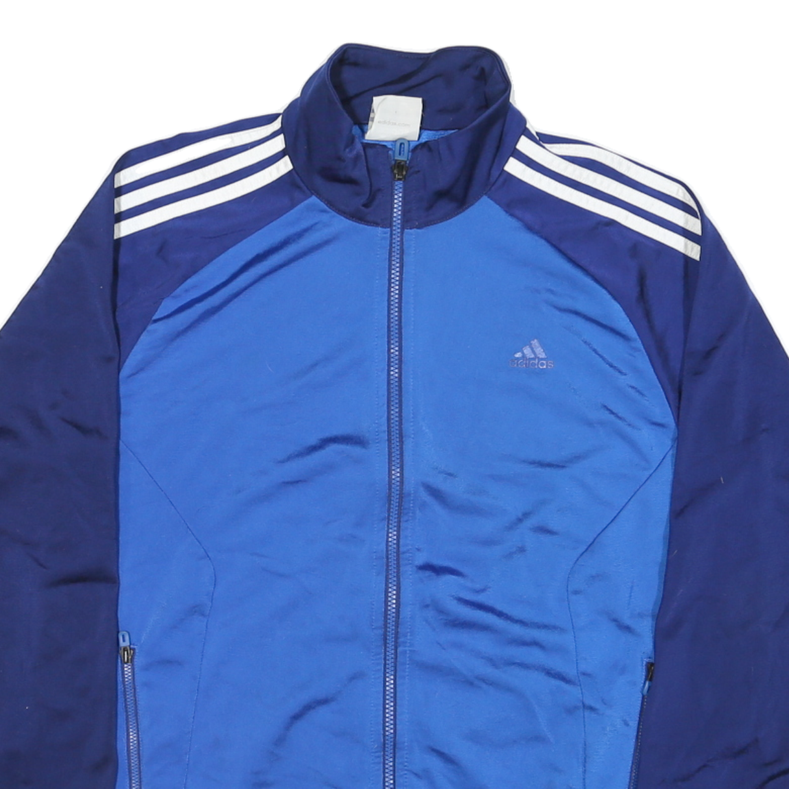 ADIDAS Mens Blue & Navy Track Jacket M Polyester Blend Zip Athletic Sport