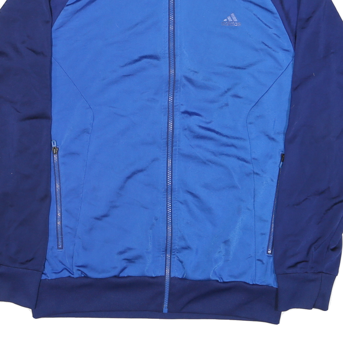 ADIDAS Mens Blue & Navy Track Jacket M Polyester Blend Zip Athletic Sport