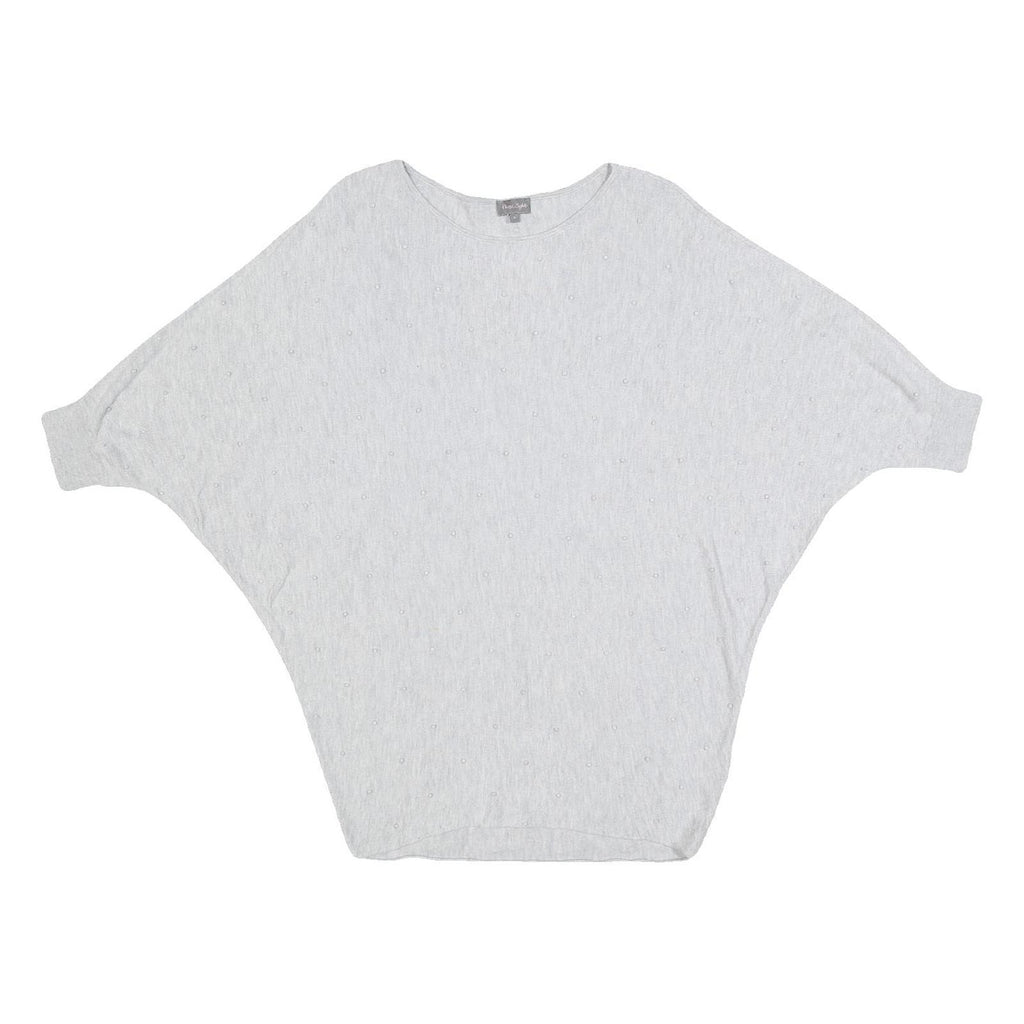 PHASE EIGHT Womens Grey Wool Blend Batwing Sleeve Round Neck Top S Elegant