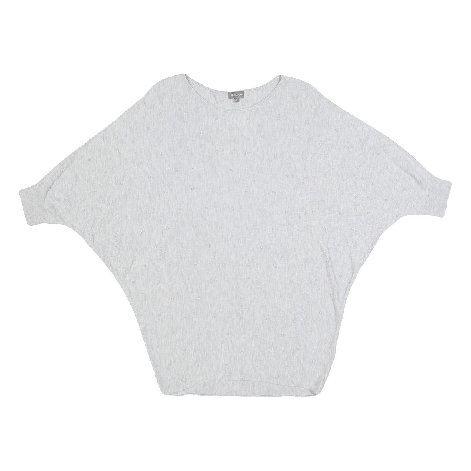 PHASE EIGHT Womens Grey Wool Blend Batwing Sleeve Round Neck Top S Elegant