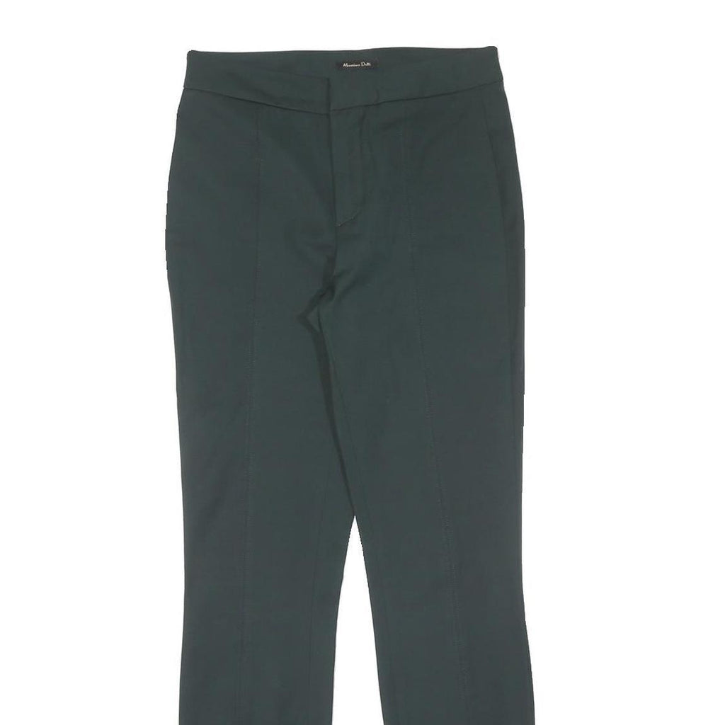 MASSIMO DUTTI Womens Cotton Blend Green Slim Straight Trousers W27 L30 Elegant
