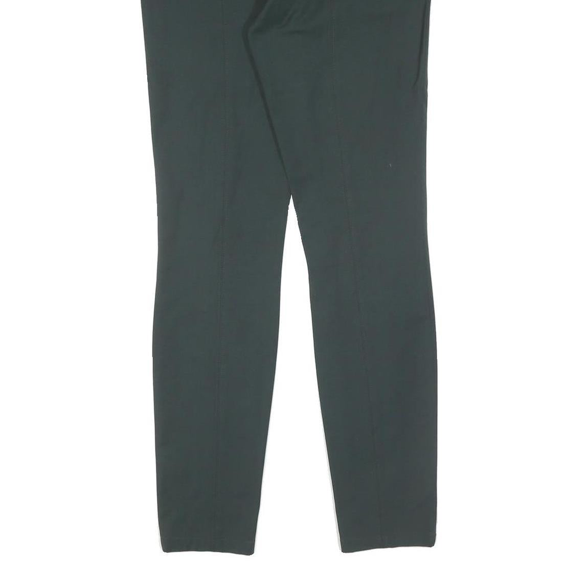 MASSIMO DUTTI Womens Cotton Blend Green Slim Straight Trousers W27 L30 Elegant