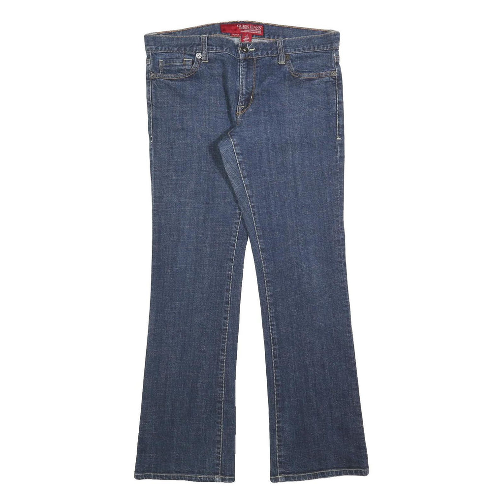 GUESS Womens Regular Fit Blue Denim Flared Cotton Blend Jeans W34 L31 Classic