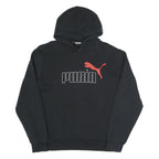 PUMA Womens Black Cotton Blend Pullover Hoodie M Logo Print Casual Wear