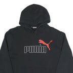 PUMA Womens Black Cotton Blend Pullover Hoodie M Logo Print Casual Wear