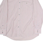 LACOSTE Mens Pink & White Striped Shirt L Button-Down Collar Cotton Dress Shirt
