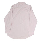 LACOSTE Mens Pink & White Striped Shirt L Button-Down Collar Cotton Dress Shirt