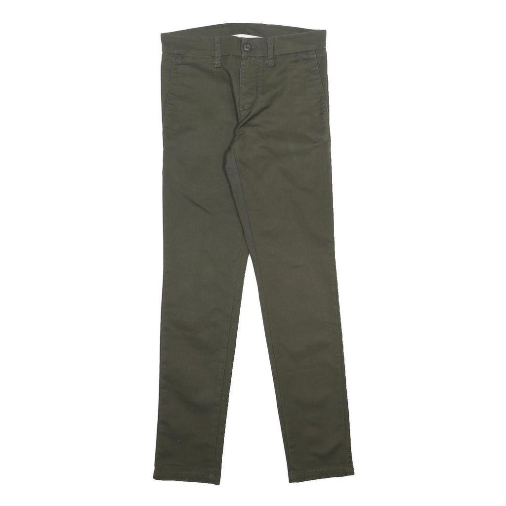 CARHARTT Mens Cotton Blend Green Slim Straight Trousers W28 L32 Casual Workwear