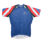 CEROTI Mens Blue & Red Graphic Cycling Jersey M Short Sleeve Zip Neck