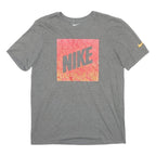 NIKE Mens Grey & Orange Graphic T-Shirt M Short Sleeve Crew Neck Cotton Blend