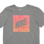 NIKE Mens Grey & Orange Graphic T-Shirt M Short Sleeve Crew Neck Cotton Blend