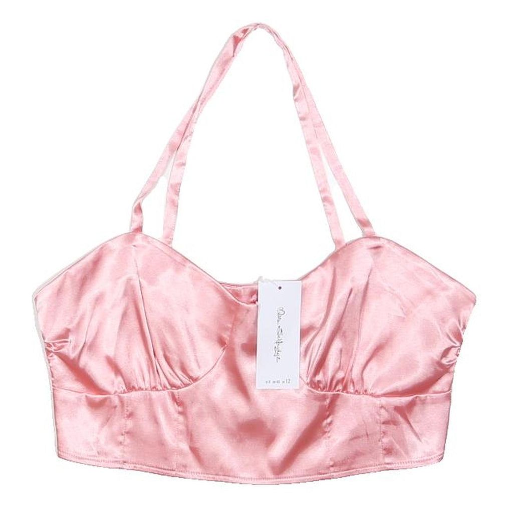 MISS SELFRIDGE Womens Pink Satin Corset Sleeveless Button Front M Crop Top