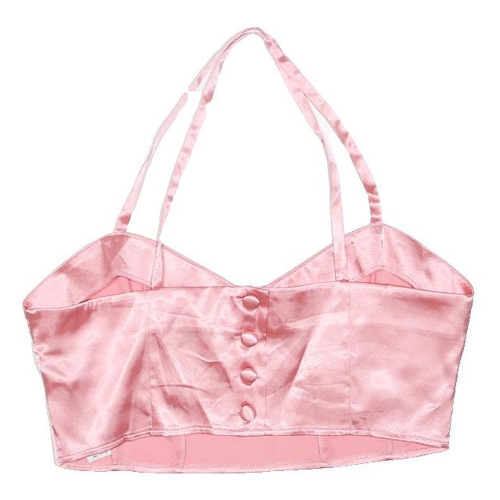 MISS SELFRIDGE Womens Pink Satin Corset Sleeveless Button Front M Crop Top