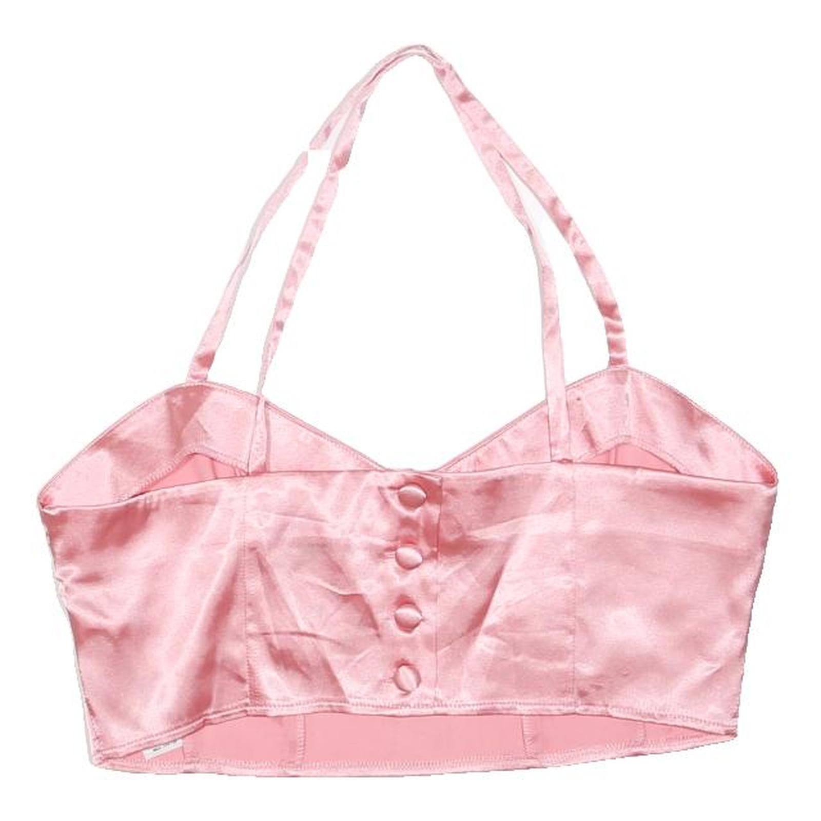 MISS SELFRIDGE Womens Pink Satin Corset Sleeveless Button Front M Crop Top