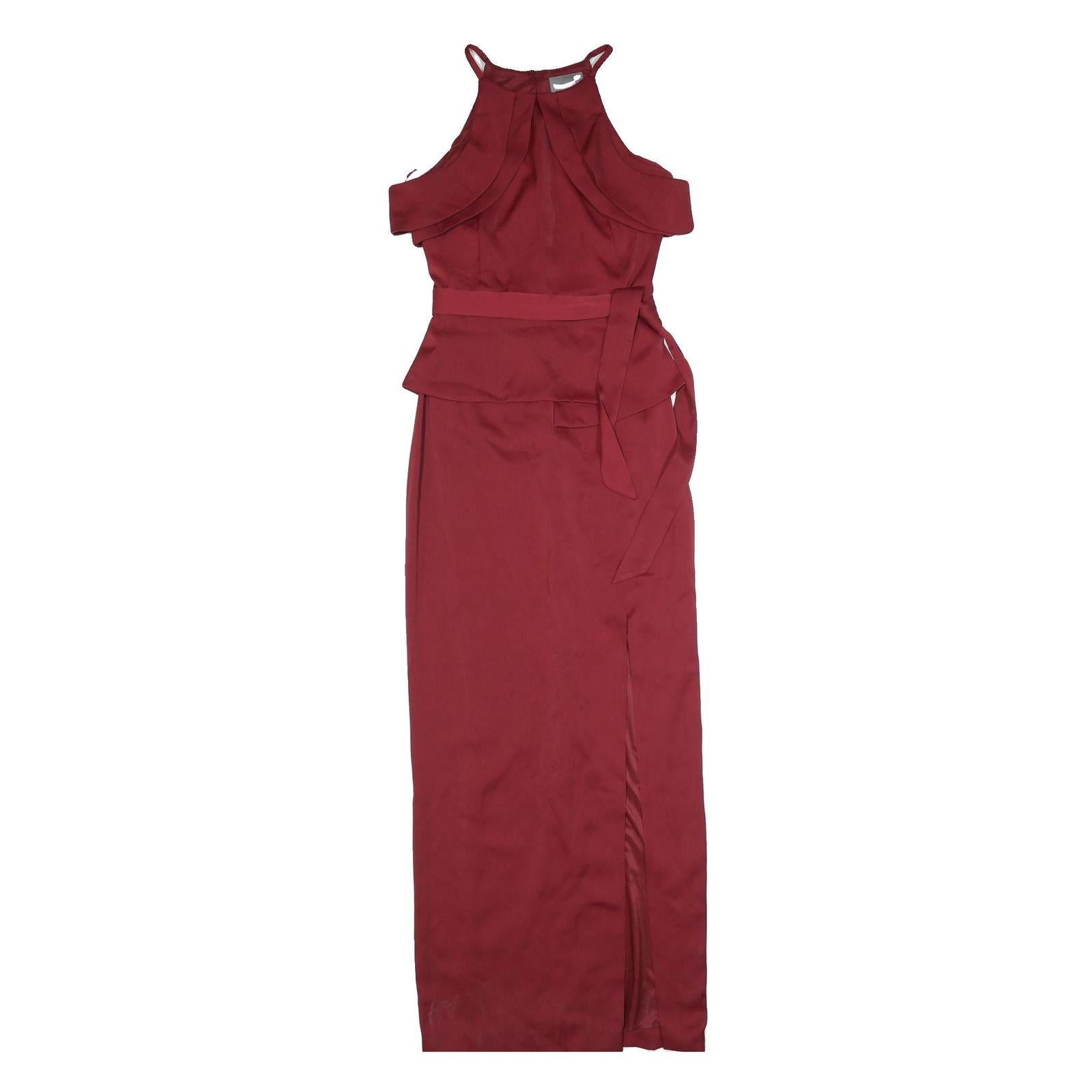 PHASE EIGHT Womens Maroon Sleeveless Maxi Dress Polyester Blend UK 6 Elegant