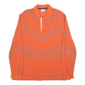LACOSTE Mens Orange & White Striped Long Sleeve Polo Shirt XL Cotton Blend