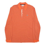 LACOSTE Mens Orange & White Striped Long Sleeve Polo Shirt XL Cotton Blend