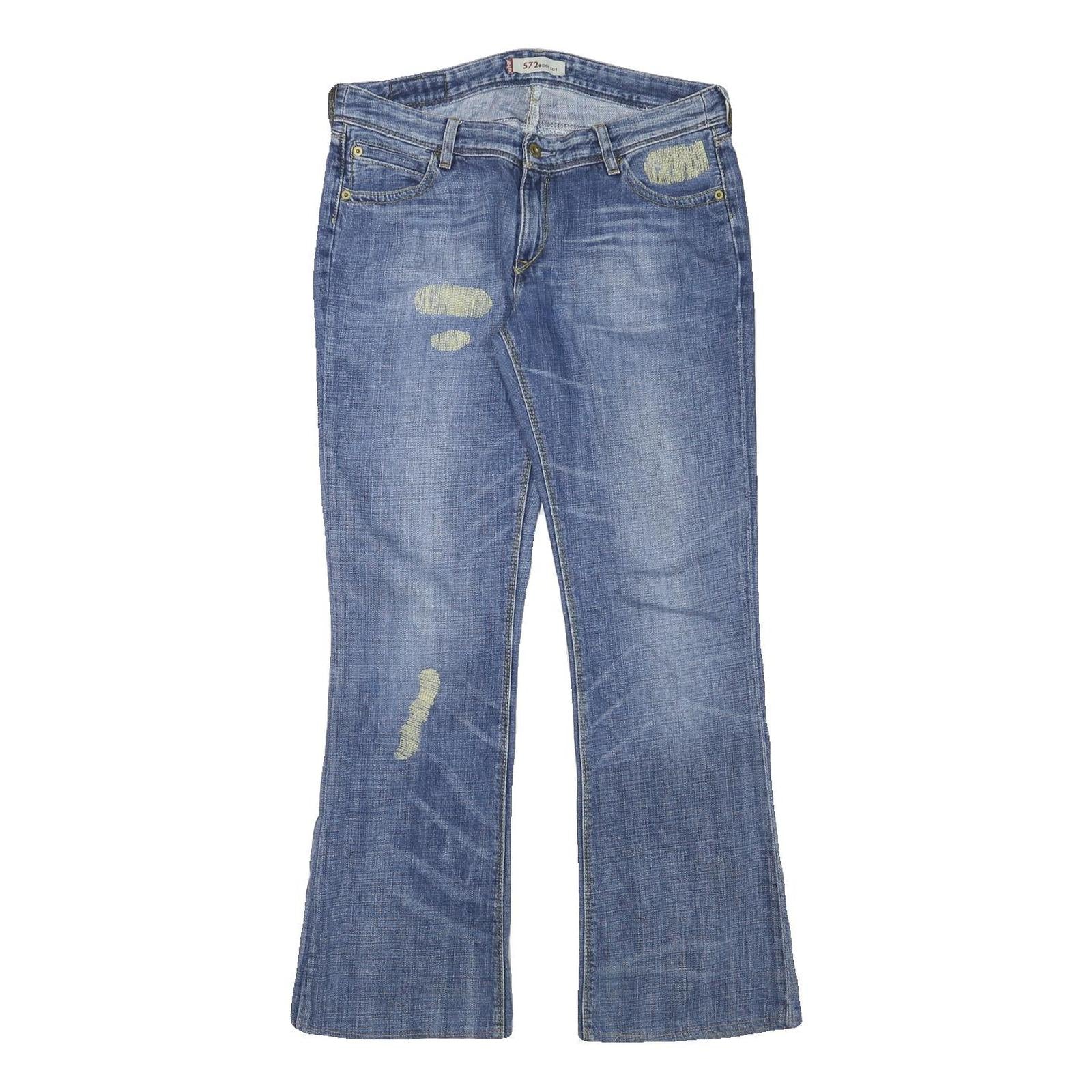 LEVI'S 572 Womens Jeans Blue Regular Straight Denim Medium W32 L30 Distressed