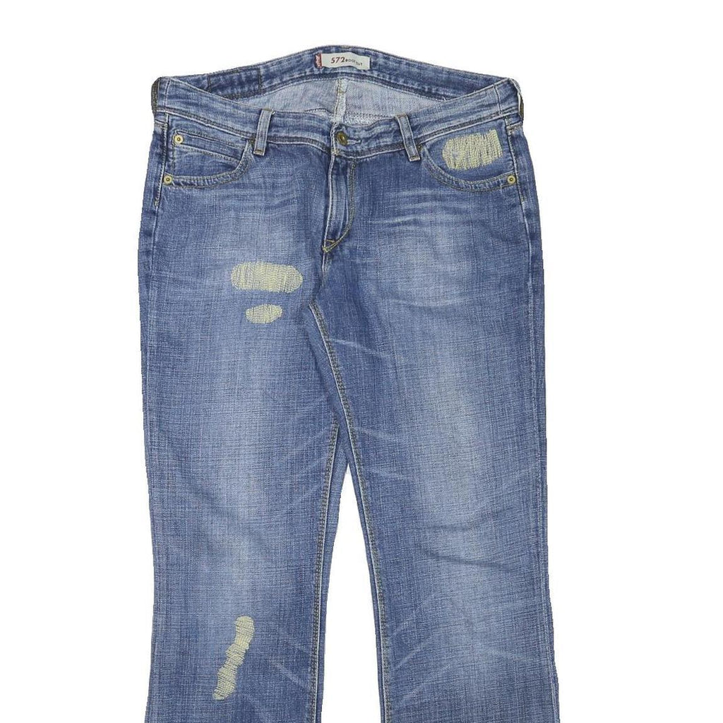 LEVI'S 572 Womens Jeans Blue Regular Straight Denim Medium W32 L30 Distressed