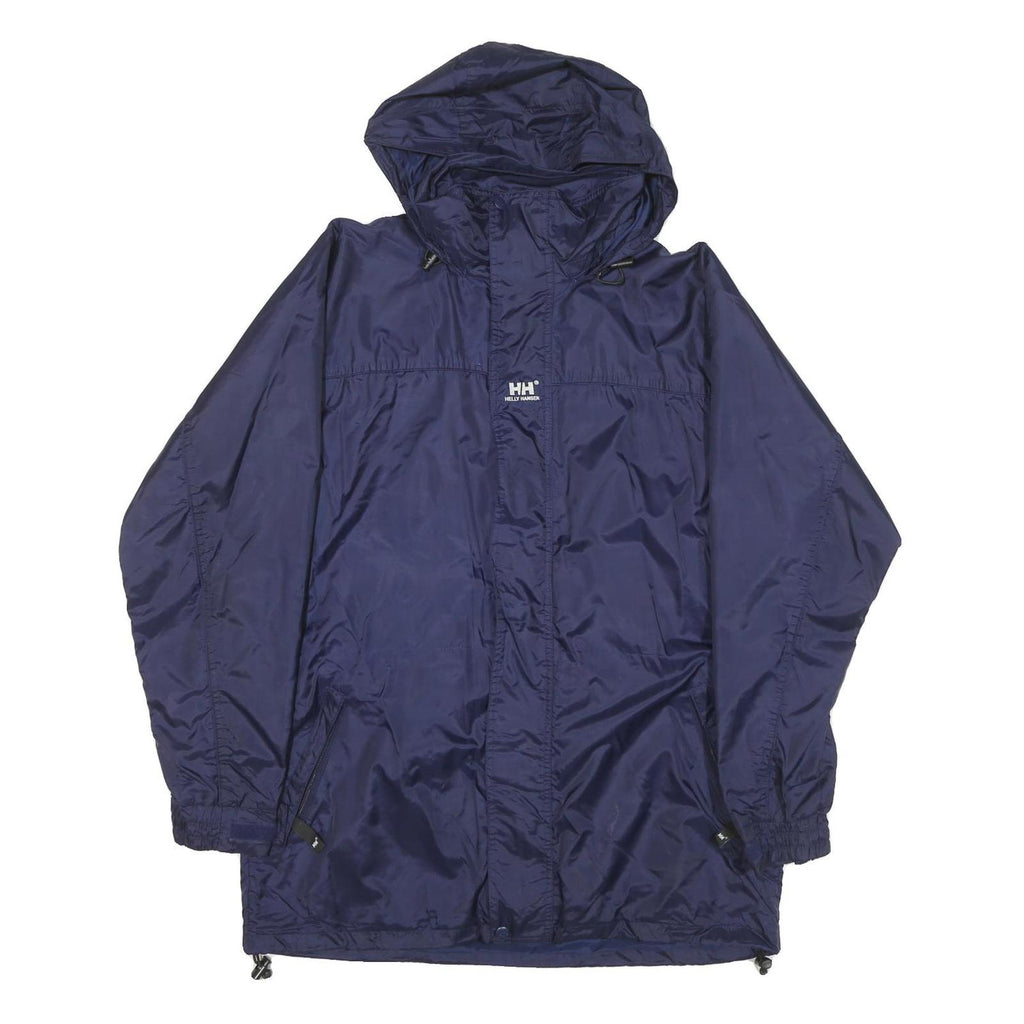 HELLY HANSEN Mens Blue Outdoor Jacket M Polyester Blend Zip Hooded Plain