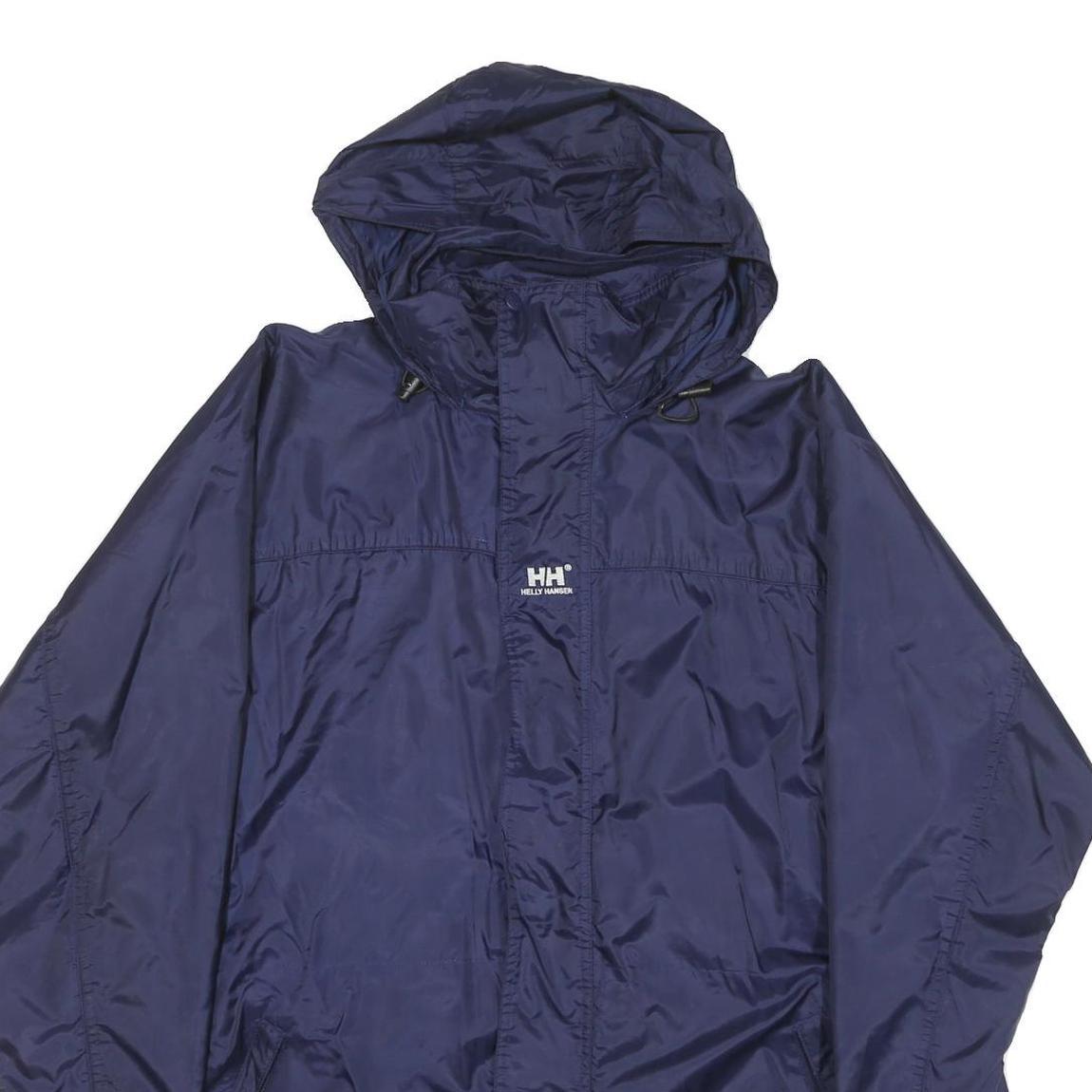 HELLY HANSEN Mens Blue Outdoor Jacket M Polyester Blend Zip Hooded Plain