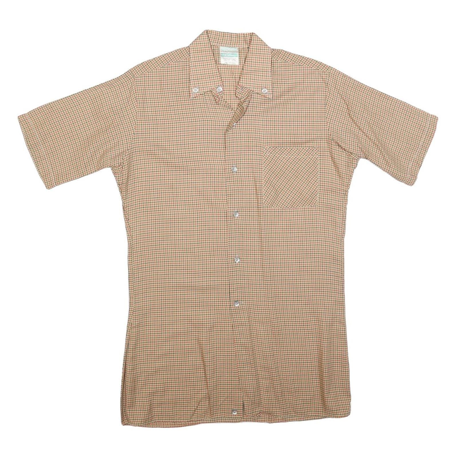 FRAPPANT Womens Beige Check Shirt Dress Cotton Blend Short Sleeve S Casual