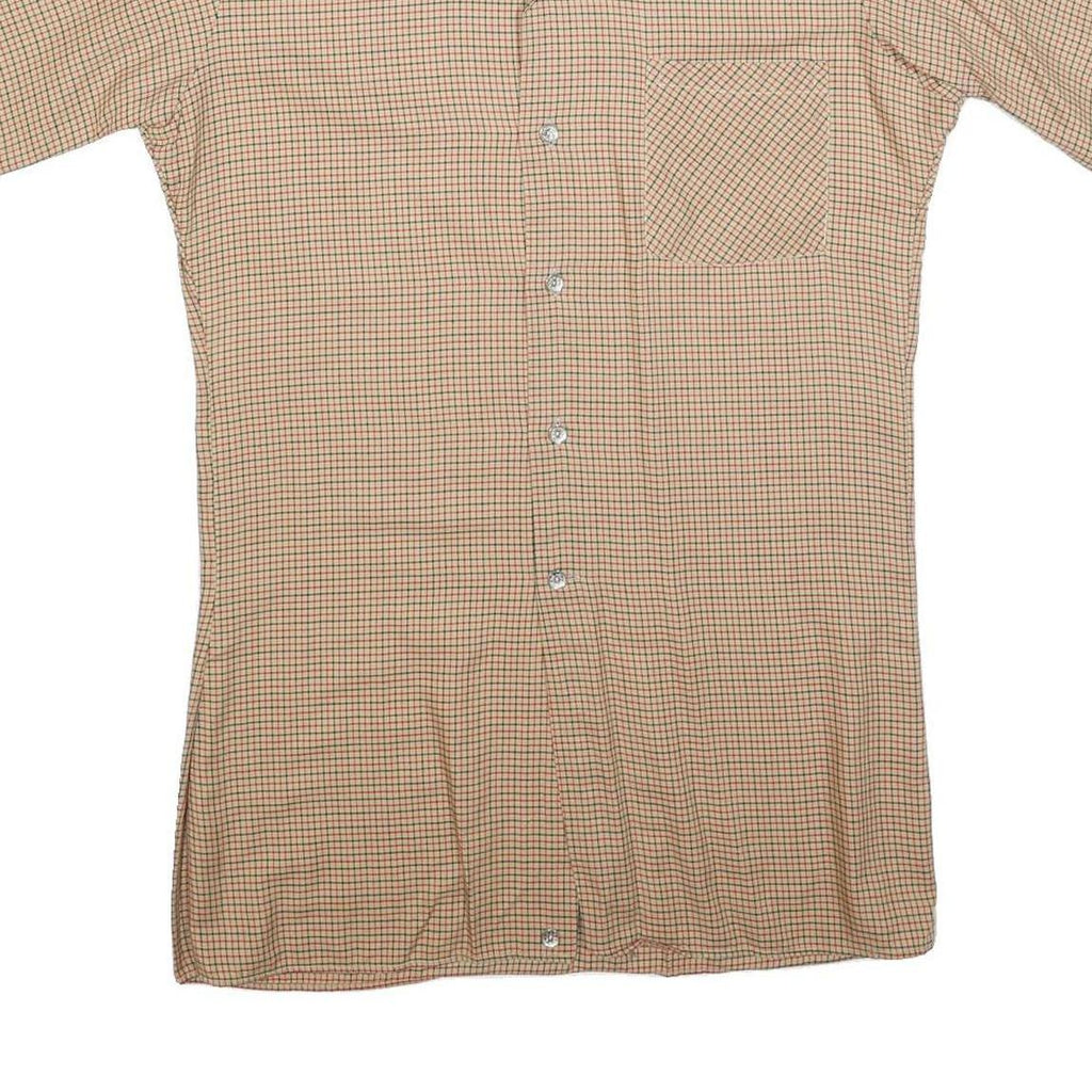 FRAPPANT Womens Beige Check Shirt Dress Cotton Blend Short Sleeve S Casual