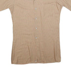 FRAPPANT Womens Beige Check Shirt Dress Cotton Blend Short Sleeve S Casual