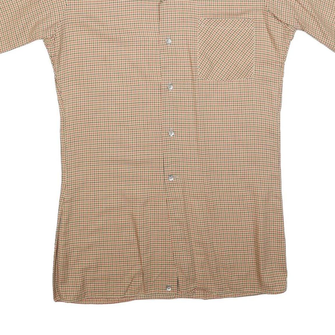 FRAPPANT Womens Beige Check Shirt Dress Cotton Blend Short Sleeve S Casual