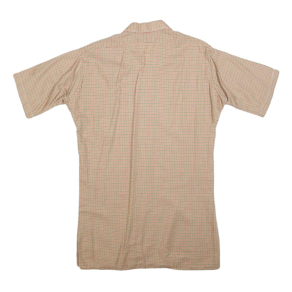 FRAPPANT Womens Beige Check Shirt Dress Cotton Blend Short Sleeve S Casual