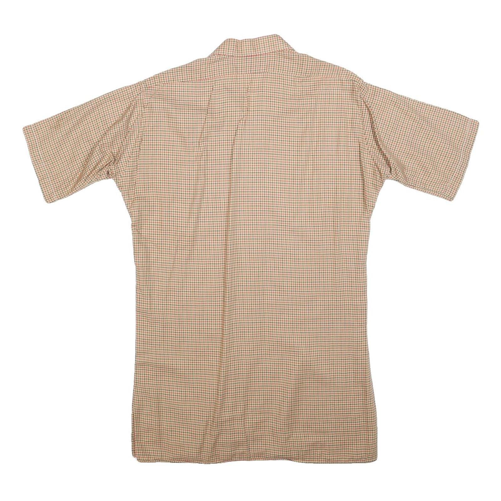 FRAPPANT Womens Beige Check Shirt Dress Cotton Blend Short Sleeve S Casual