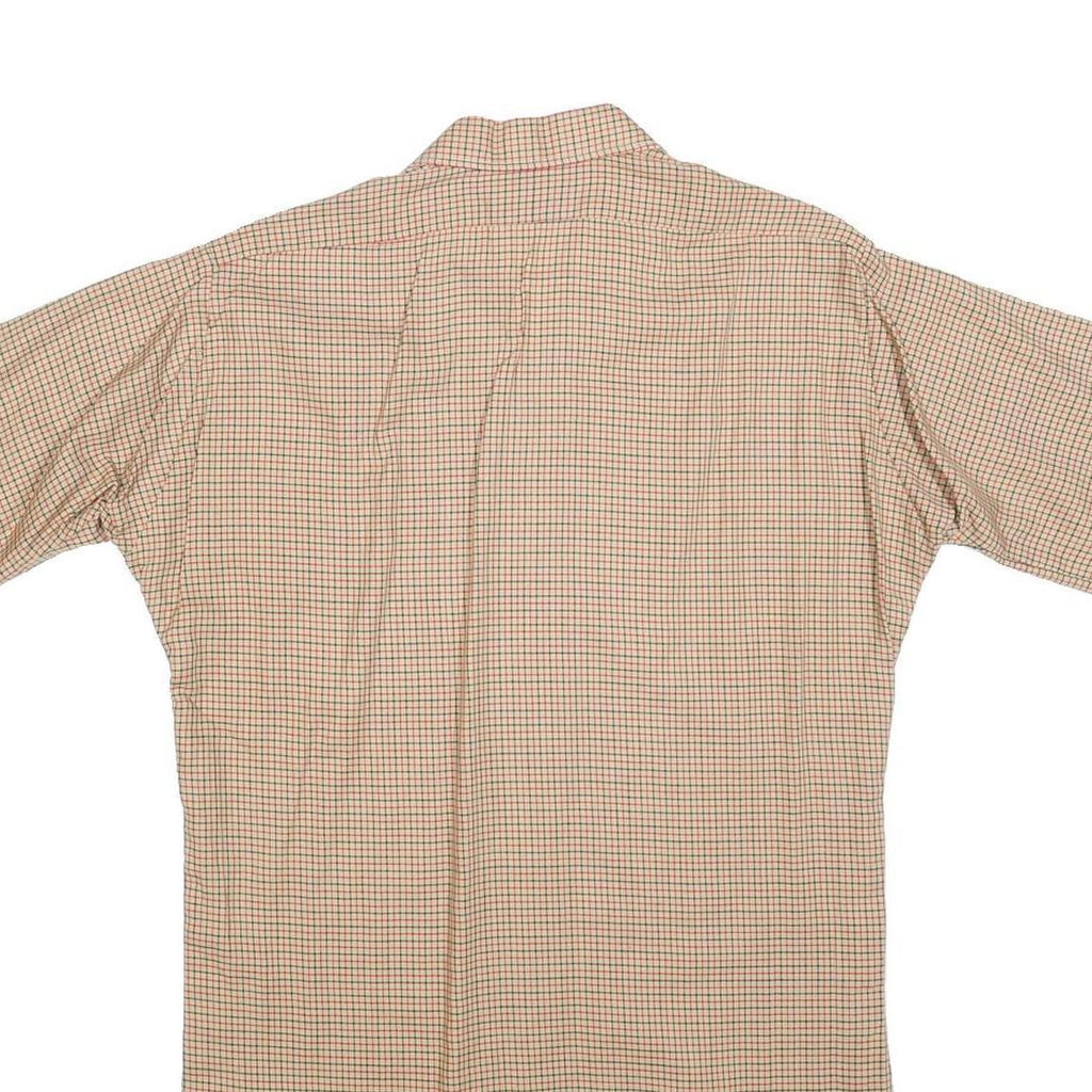 FRAPPANT Womens Beige Check Shirt Dress Cotton Blend Short Sleeve S Casual