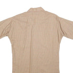 FRAPPANT Womens Beige Check Shirt Dress Cotton Blend Short Sleeve S Casual