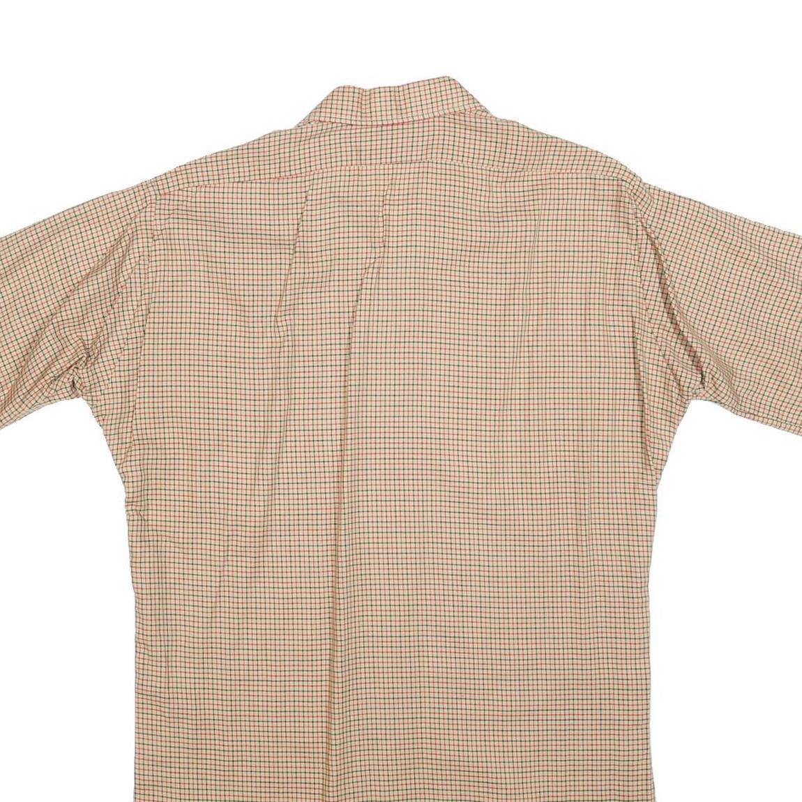 FRAPPANT Womens Beige Check Shirt Dress Cotton Blend Short Sleeve S Casual