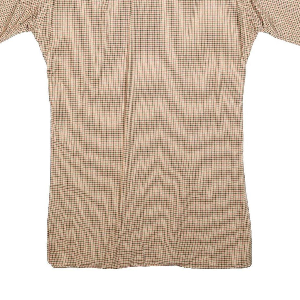 FRAPPANT Womens Beige Check Shirt Dress Cotton Blend Short Sleeve S Casual