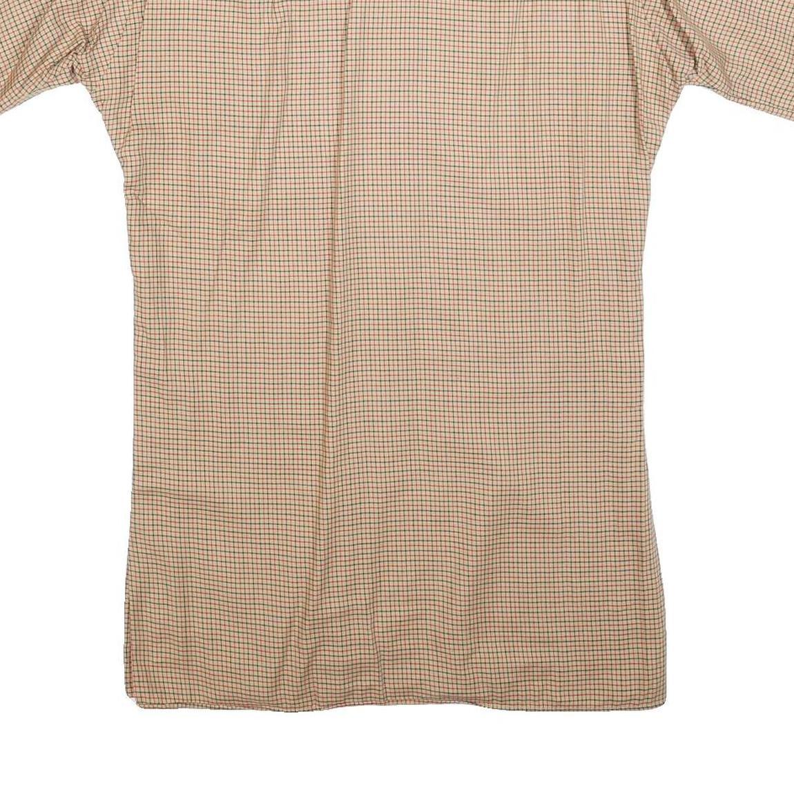 FRAPPANT Womens Beige Check Shirt Dress Cotton Blend Short Sleeve S Casual