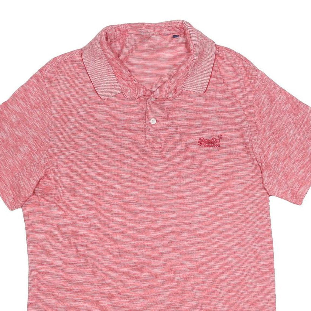 SUPERDRY Mens Pink Short Sleeve Plain Polo Shirt M Casual Cotton Comfort