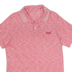 SUPERDRY Mens Pink Short Sleeve Plain Polo Shirt M Casual Cotton Comfort