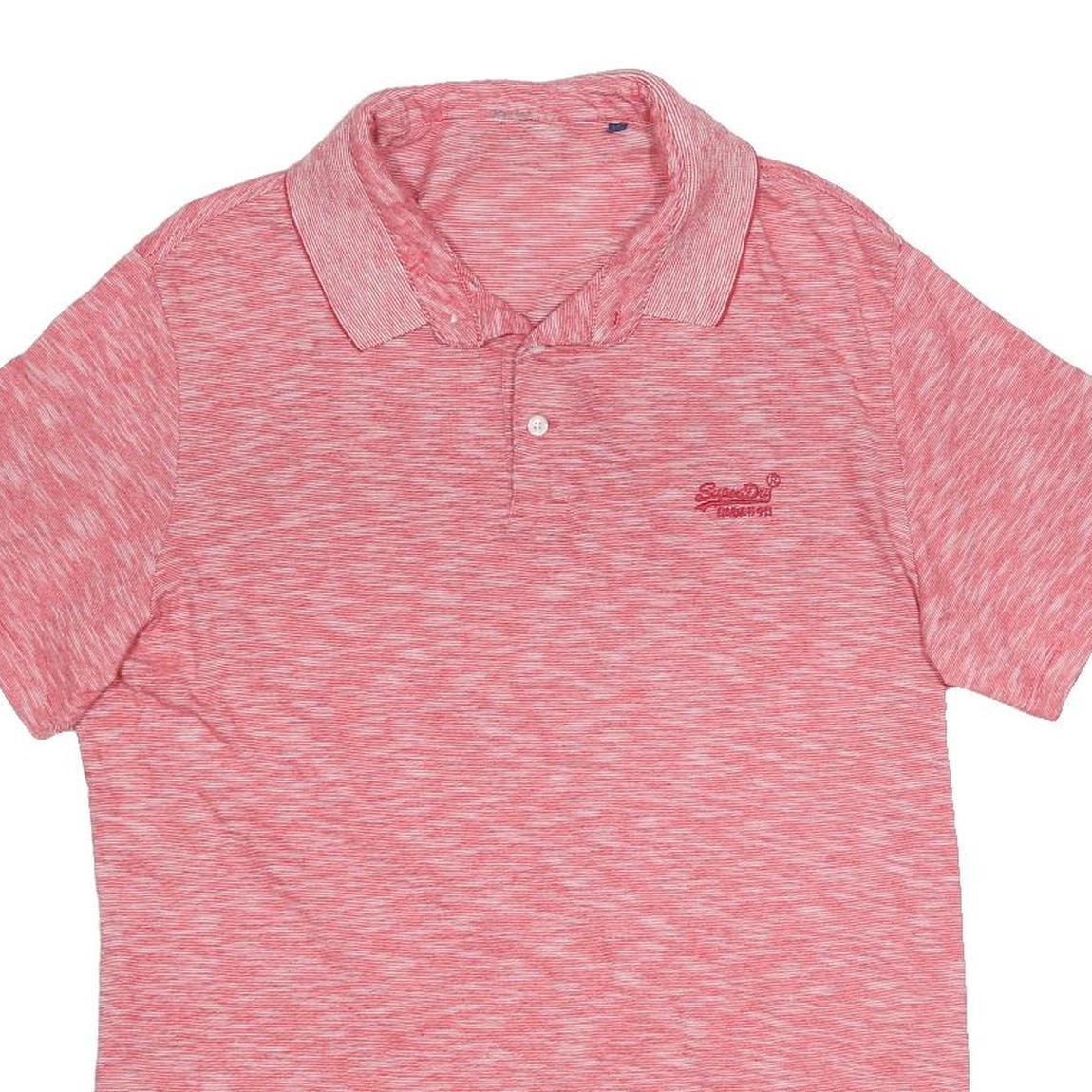 SUPERDRY Mens Pink Short Sleeve Plain Polo Shirt M Casual Cotton Comfort