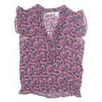 REDOUTE Sheer Womens Printed Blouse Pink V-Neck Floral UK 10