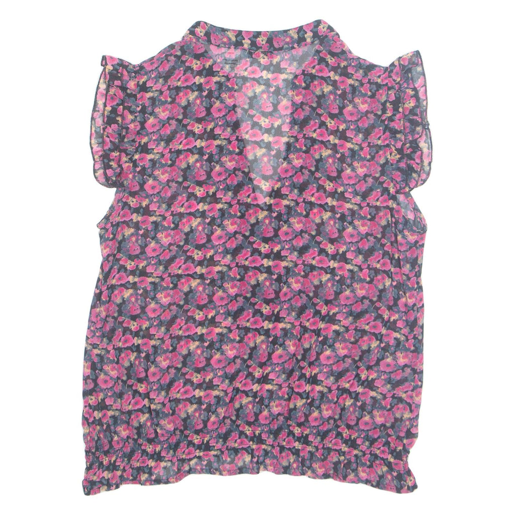 REDOUTE Sheer Womens Printed Blouse Pink V-Neck Floral UK 10