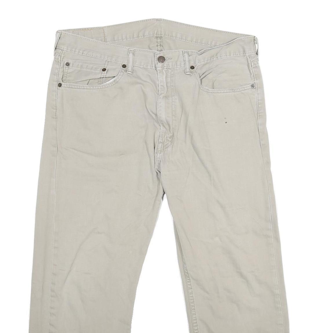 LEVI'S 505 Mens Jeans Beige Regular Straight Denim W36 L24 Casual Zip Closure